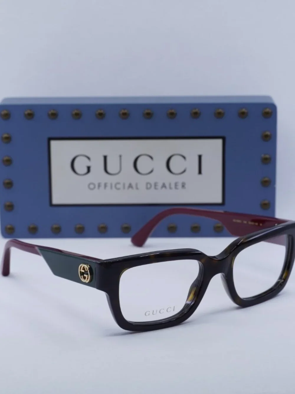 Gucci GG1666O 006 Square Eyeglasses - Havana with Red 53mm